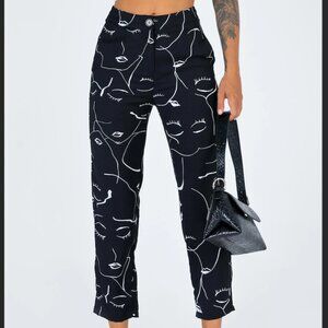 Princess Polly Zavia Abstract Face Pants Sz 8